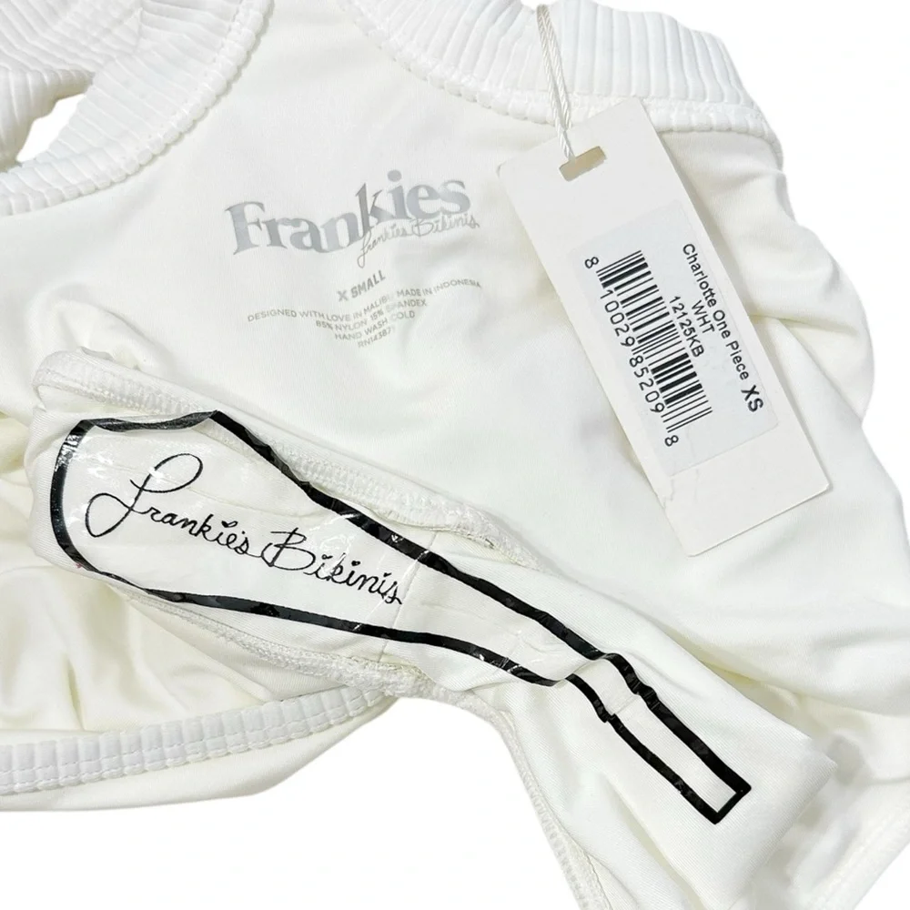 FRANKIES BIKINIS Charlotte One Piece Swim, White, XS